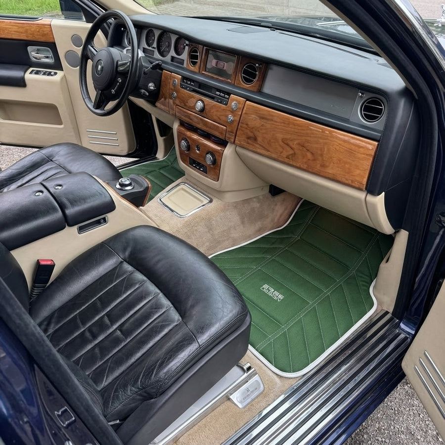 Grüne Leder-Fußmatten für Rolls Royce Black Badge Phantom 2003–2016