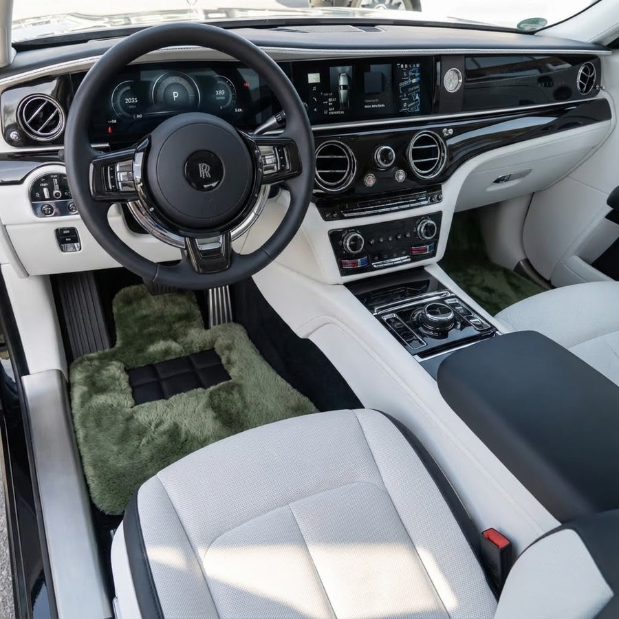 ロールスロイス スペクター (2023-2024) 用ライトグリーン シープスキン フロアマット