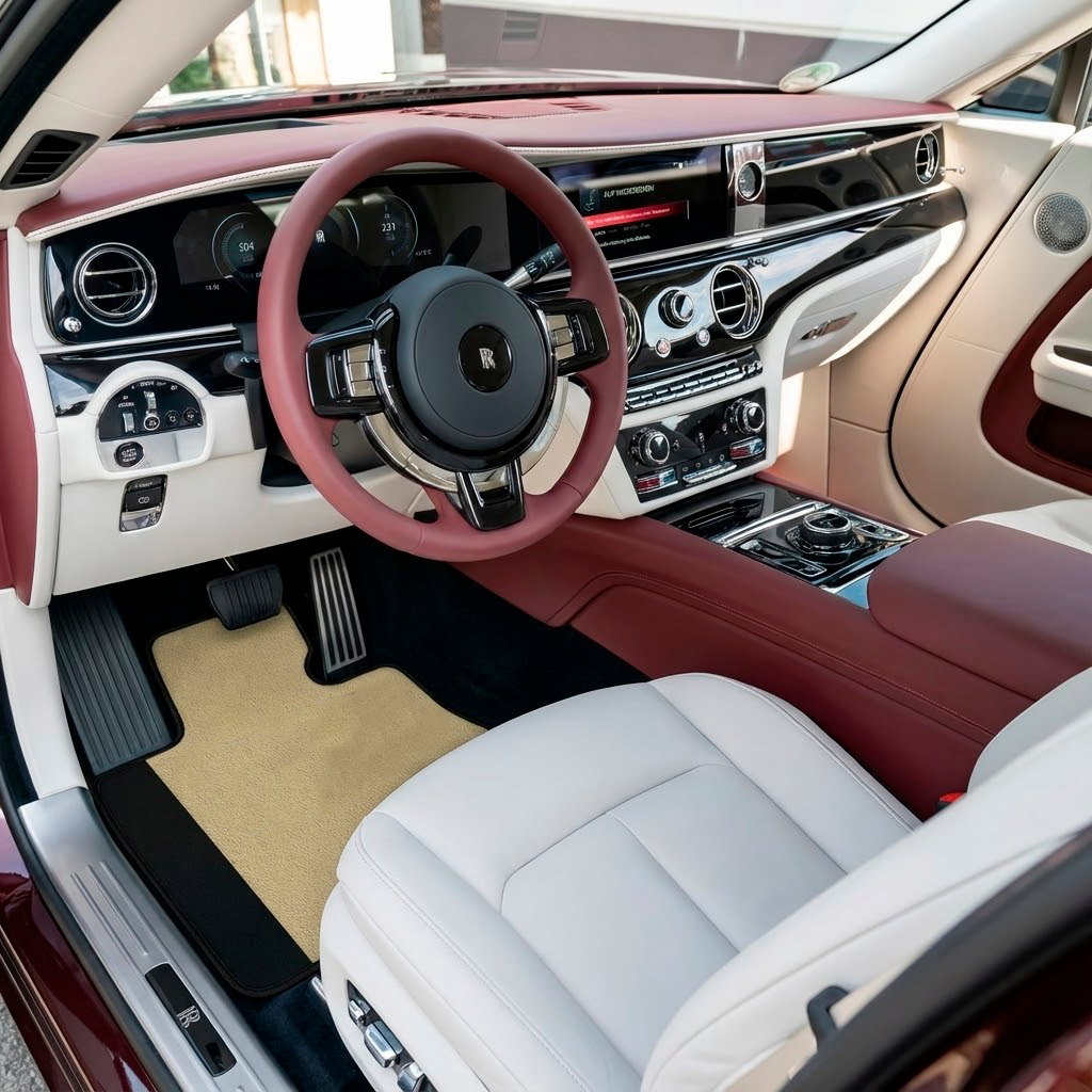 Tiff Blaue Schaffell-Fußmatten für Rolls-Royce Spectre (2023-2024) ER56 Design Marke - ER56 Design