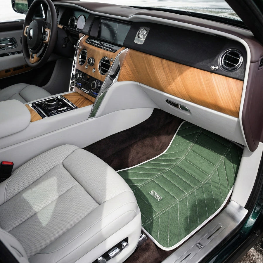 Grüne Lederfußmatten für Rolls-Royce Cullinan Rr31 2018-2025 ER56 Design