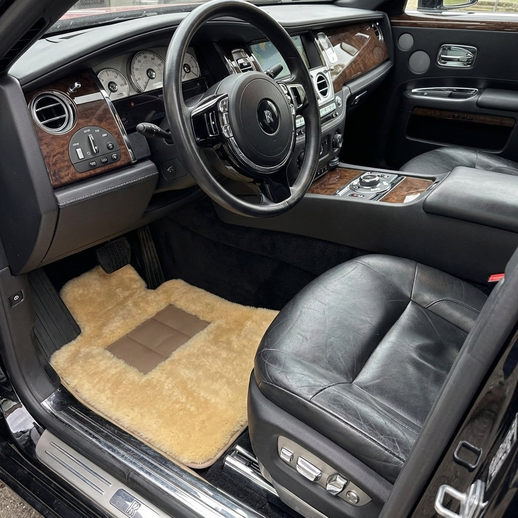 Natural Color Medical Sheepskin Floor Mats for Rolls Royce Ghost Series I | Relugan