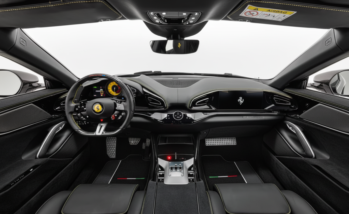 フェラーリ プロサングエ用 ブラック フロアマット レザー