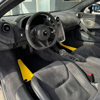 Black Floor Mats for McLaren 600 LT (2018-2020) with Yellow Leather