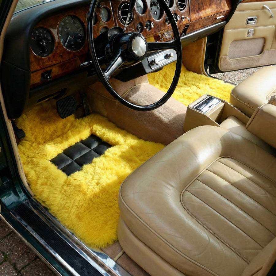 ロールスロイス シャドウ (1965-1977) ER56 デザイン ブランド用イエロー シープスキン フロア マット