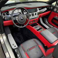 Schwarze Fußmatten für Rolls Royce Dawn (2016-2023) mit grauen Lederrändern