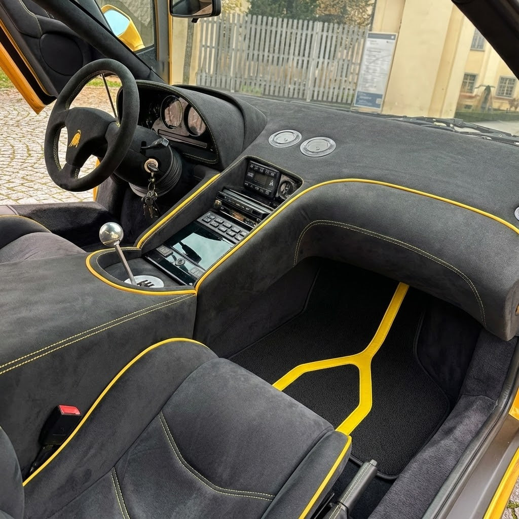 Customizable Floor Mats From Carpet with Leather A56 Pattern for Lamborghini Diablo (1990-2001)