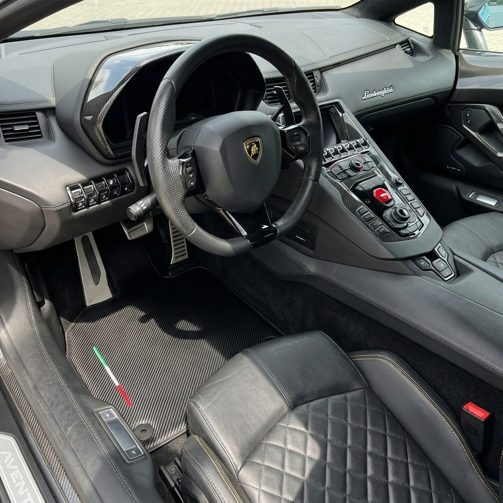 Customizable Carbon Fiber Floor Mats for Lamborghini Aventador