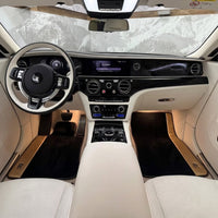 ロールスロイス スペクター (2023-2024) 用ブラックフロアマット ゴールドレザー