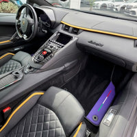 Customizable Purple Leather Black Floor Mats for Lamborghini Aventador | Black Trim