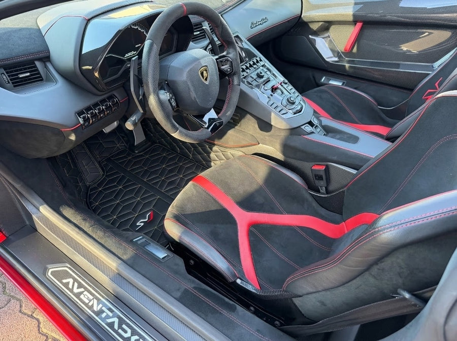 Leder-Fußmatten für Lamborghini Aventador SVJ Limited Edition