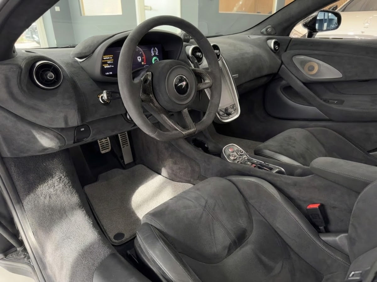Interior look of floor mats for Floor Mats For McLaren 600LT (2018-2020) Gray Tailored Carpets Set AutoWin