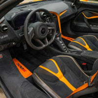 Black Floor Mats for McLaren 720S (2017-2021) with Orange Leather