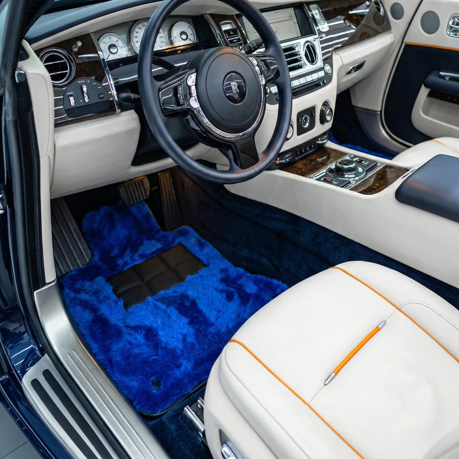 Blaue Schaffell-Fußmatten für Rolls-Royce Dawn (2016-2023)