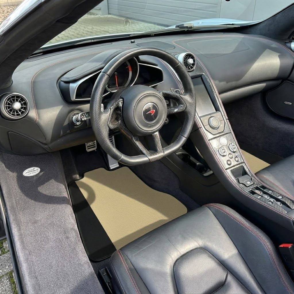 Purple Leather Black Floor Mats for McLaren MP4-12C (2011–2014) | Black Trim - AutoWin