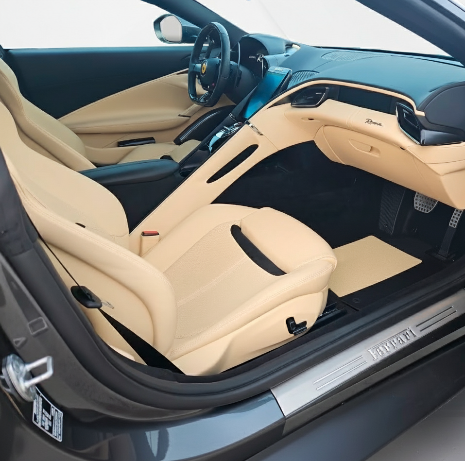 Red Sheepskin Floor Mats for Ferrari Roma (2021-2024) - AutoWin