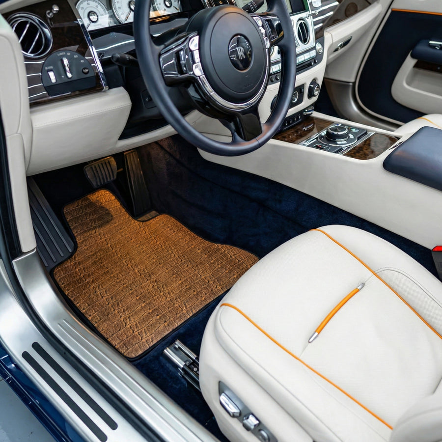 Auto-Fußmatten aus Leder mit Krokodilprägung für Rolls-Royce Dawn (2016–2023)