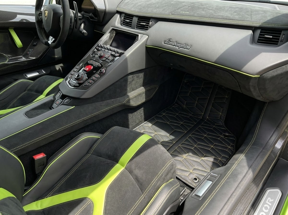 Customizable Leather Floor Mats for Lamborghini Aventador SVJ Limited Edition