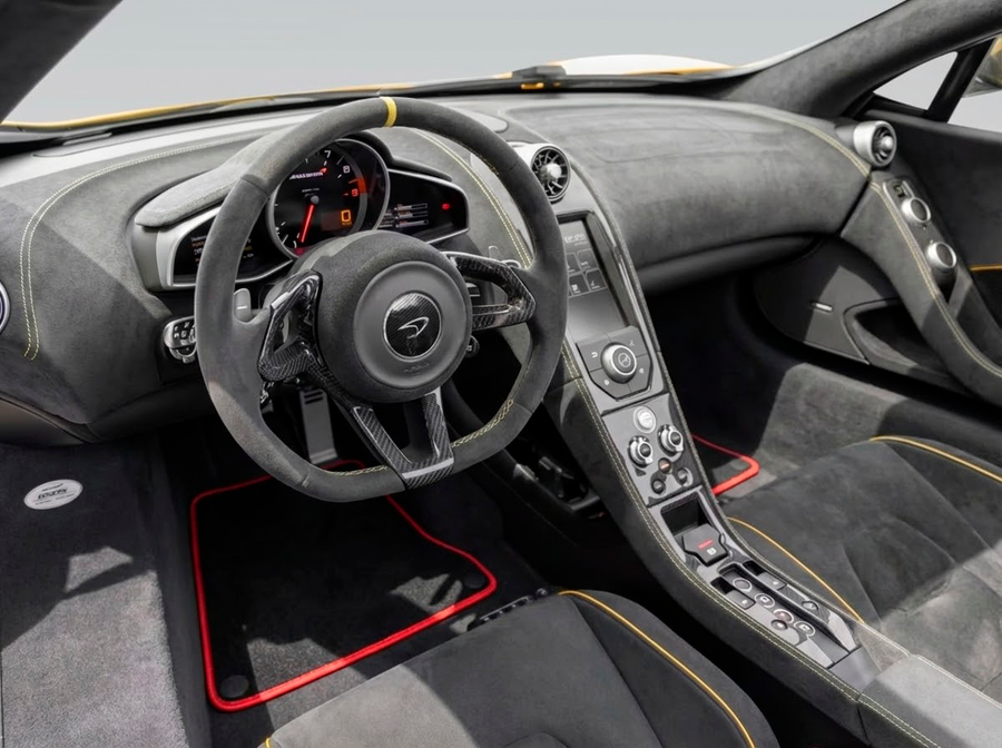 Autofußmatten für McLaren 650S (2015-2018) Schwarz Maßgeschneidert mit Rotem Trim