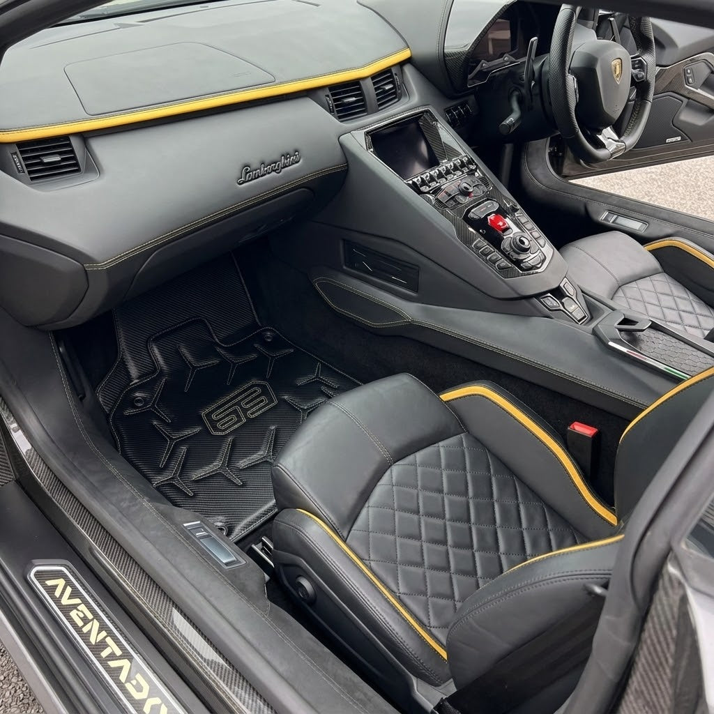 Interior look of floor mats for Lamborghini Aventador SVJ 63 Edition