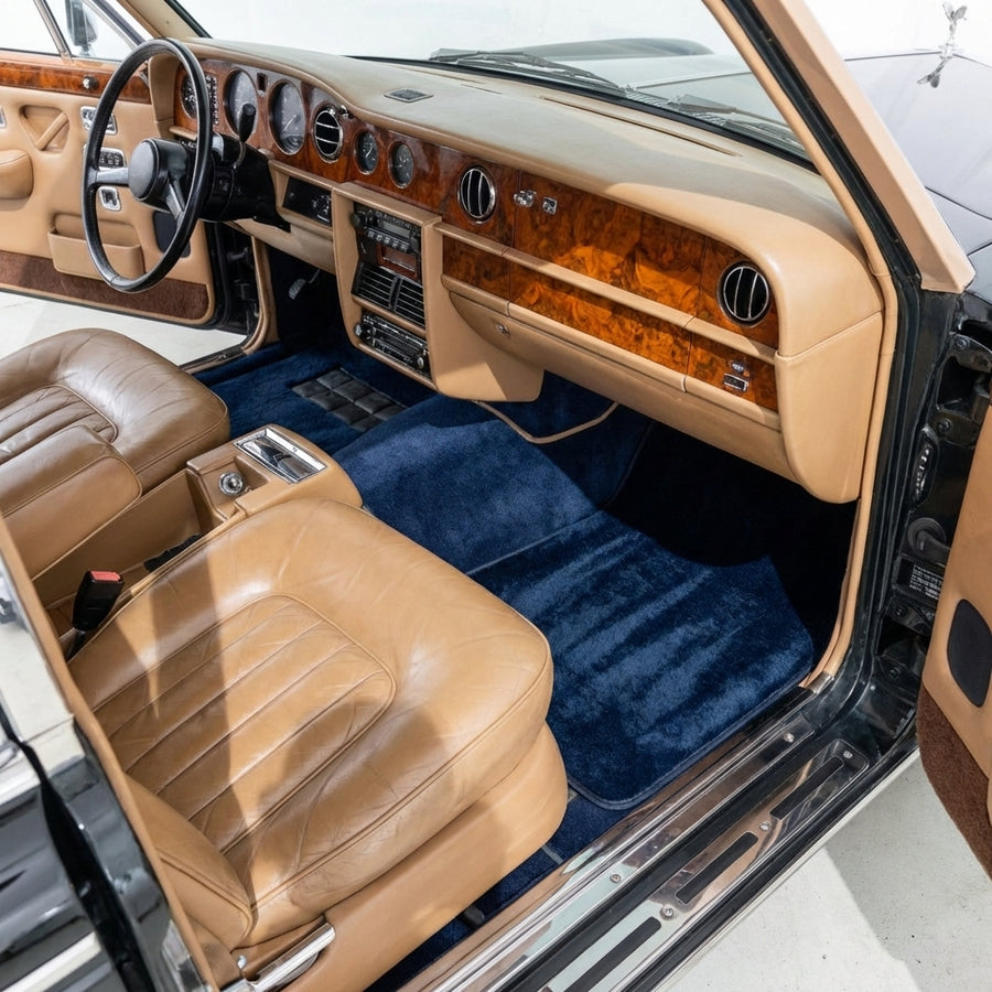 Dunkelblaue Schaffell-Fußmatten für Rolls-Royce Wraith (2013–2023)