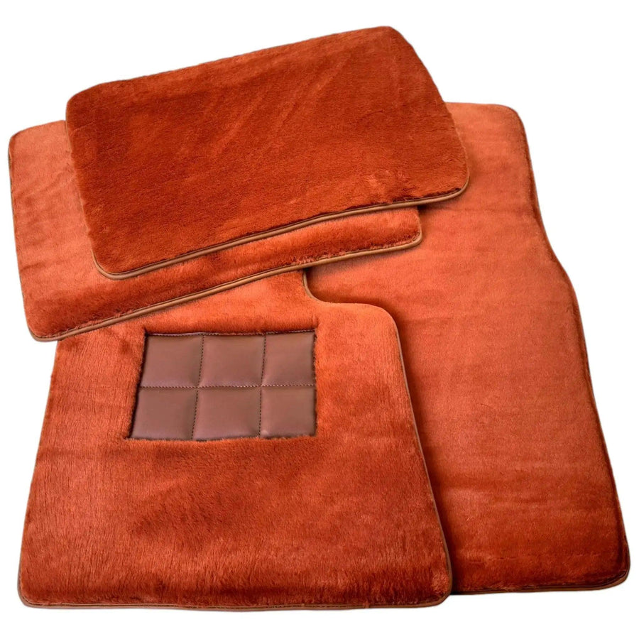 Ginger Color Sheepskin Floor Mats for Rolls-Royce Shadow (1965-1977) - AutoWin