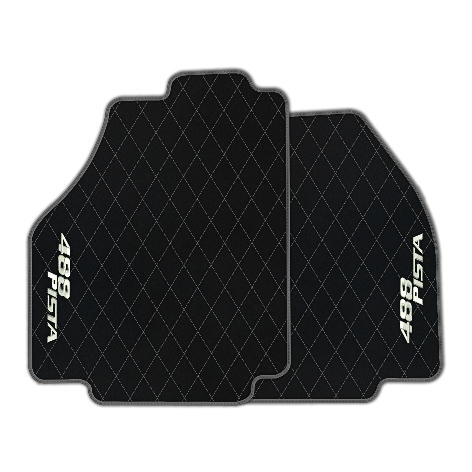 Luxury Black Leather Floor Mats for Ferrari 488 GTB (2016-2022)