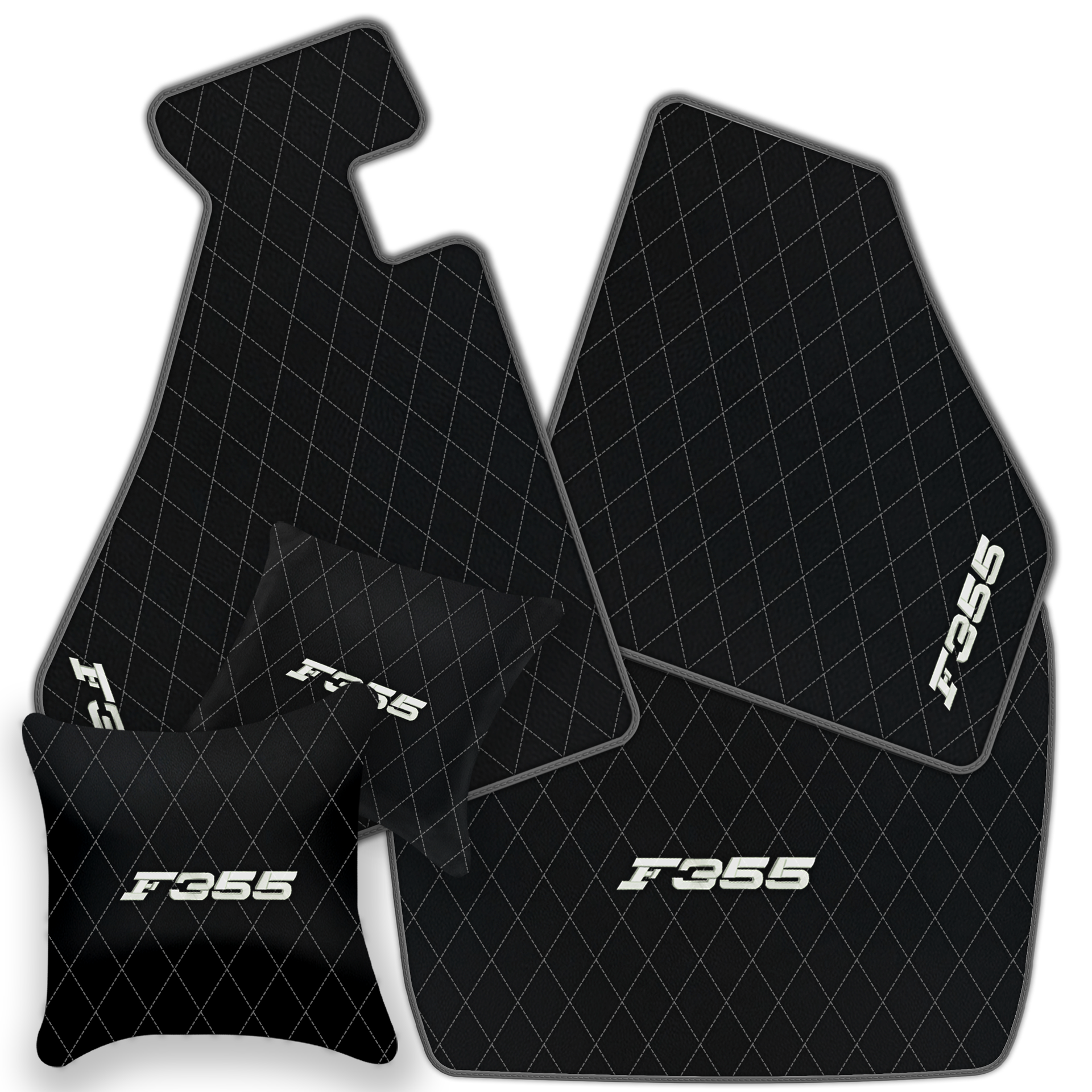 Luxury Black Leather Floor Mats for Ferrari 488 Spider (2016-2022)