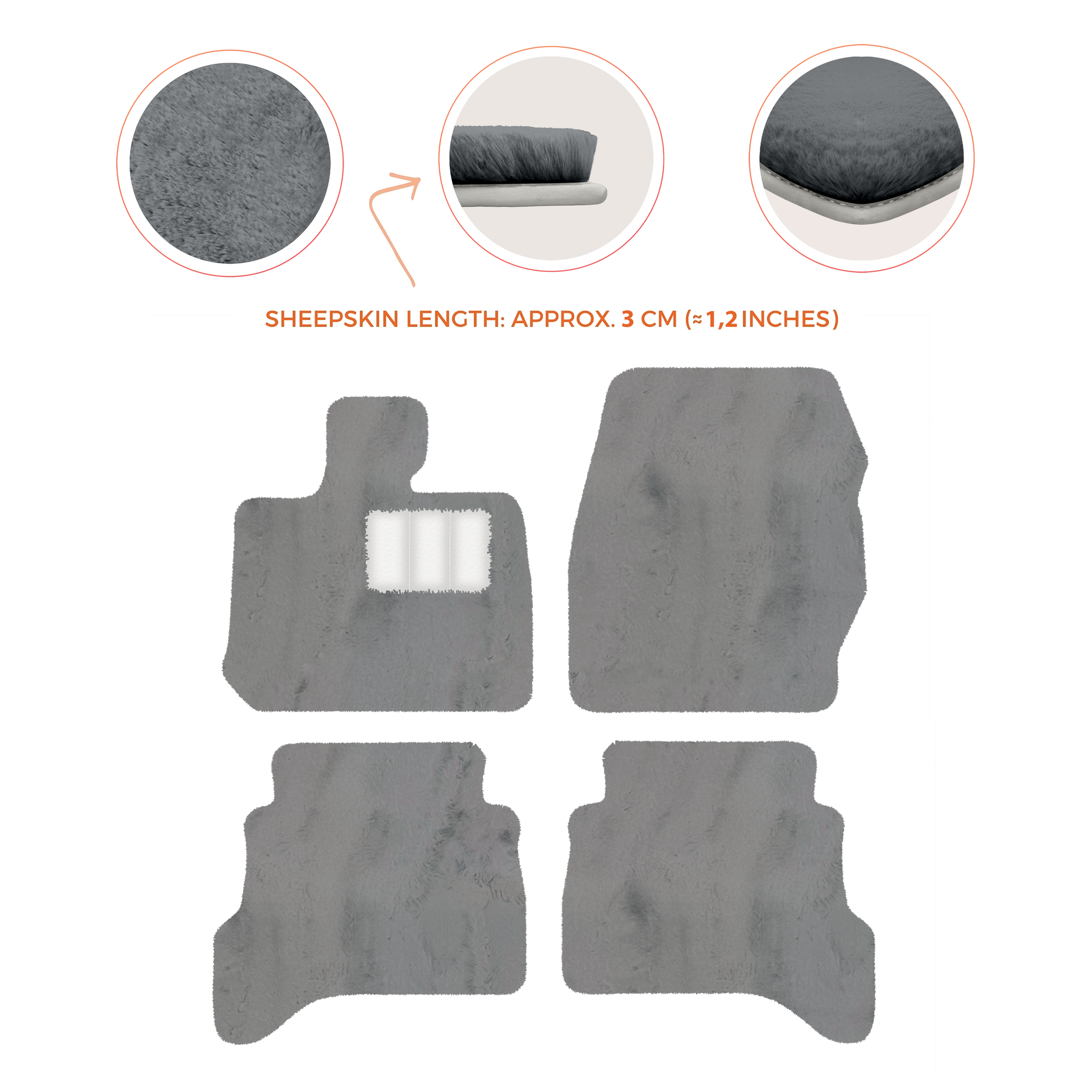 Premium Sheepskin Floor Mats for Land Rover Defender 90 (2007-2020)