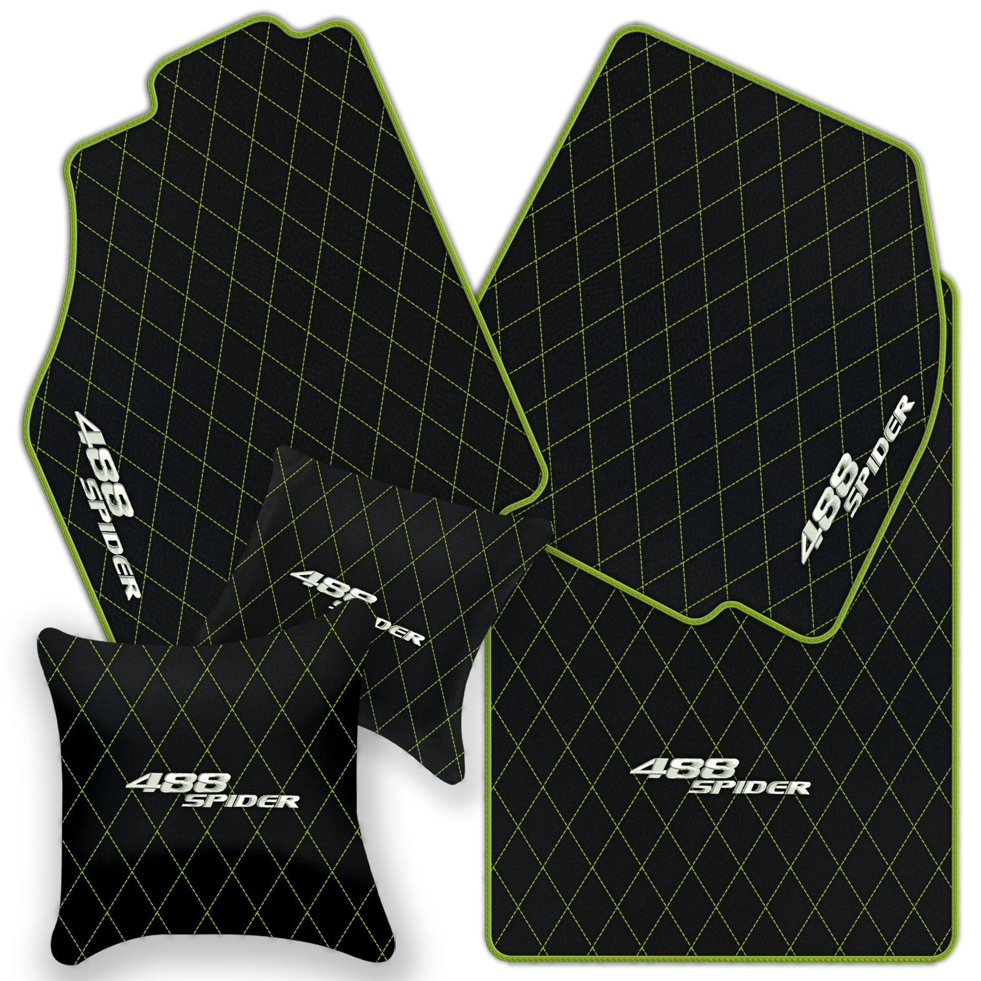 Premium Black Leather Floor Mats for Ferrari 488 Pista Spider