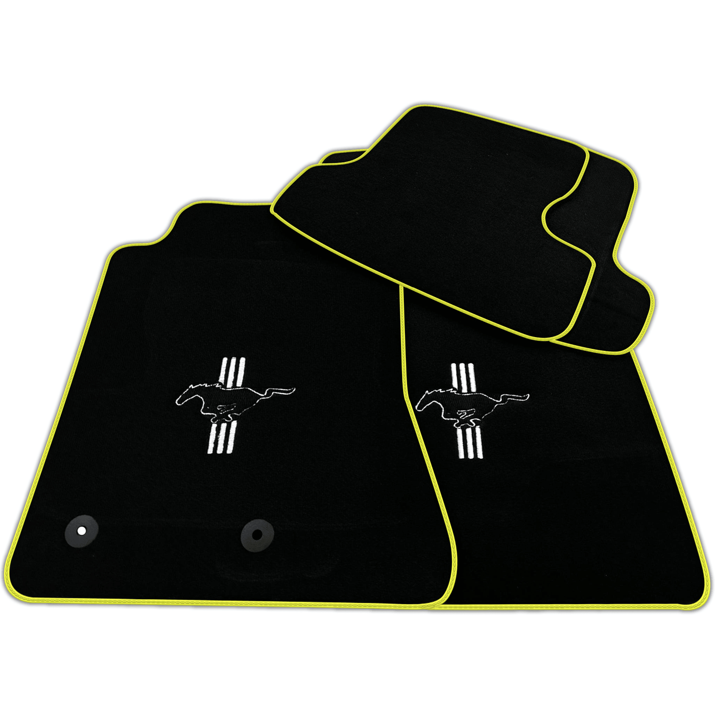 Black Floor Mats For Ford Mustang VI (2015-2023) with Pony | Various Trim Colors
