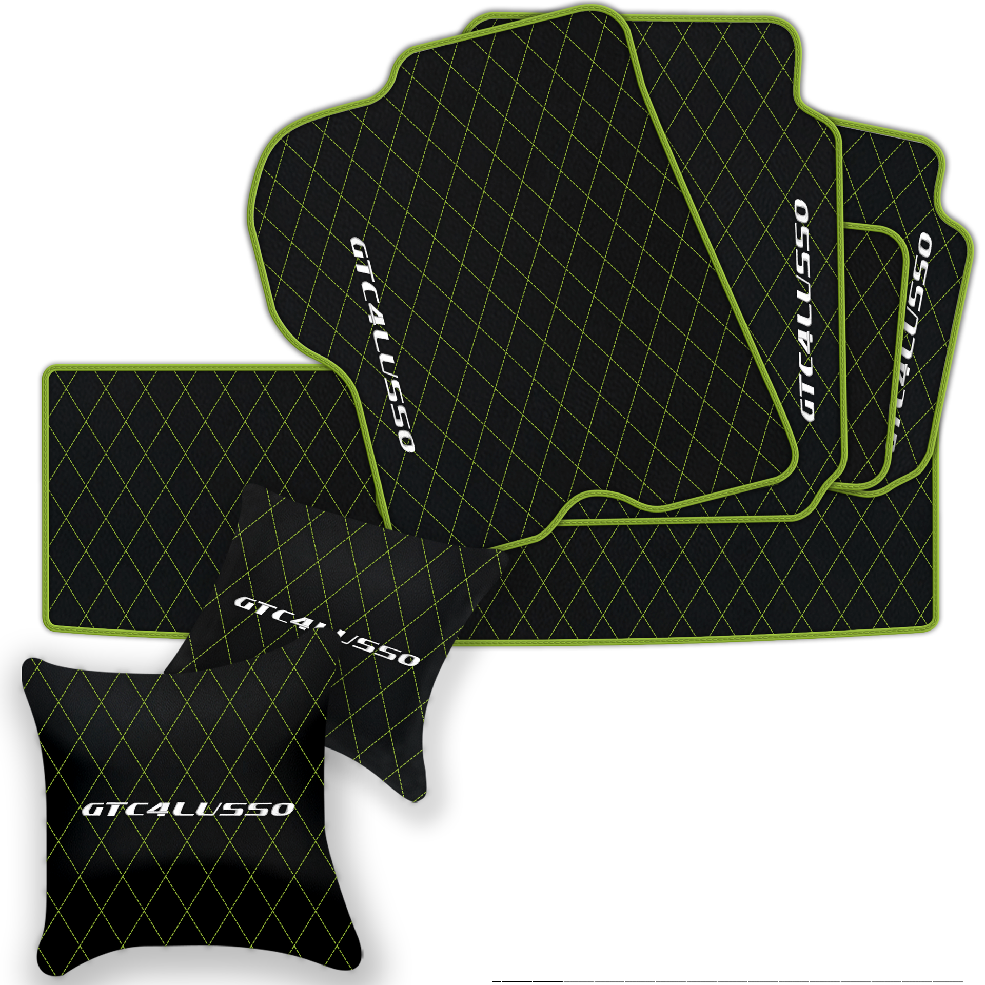 Luxury Black Leather Floor Mats for Ferrari Roma (2021-2024)