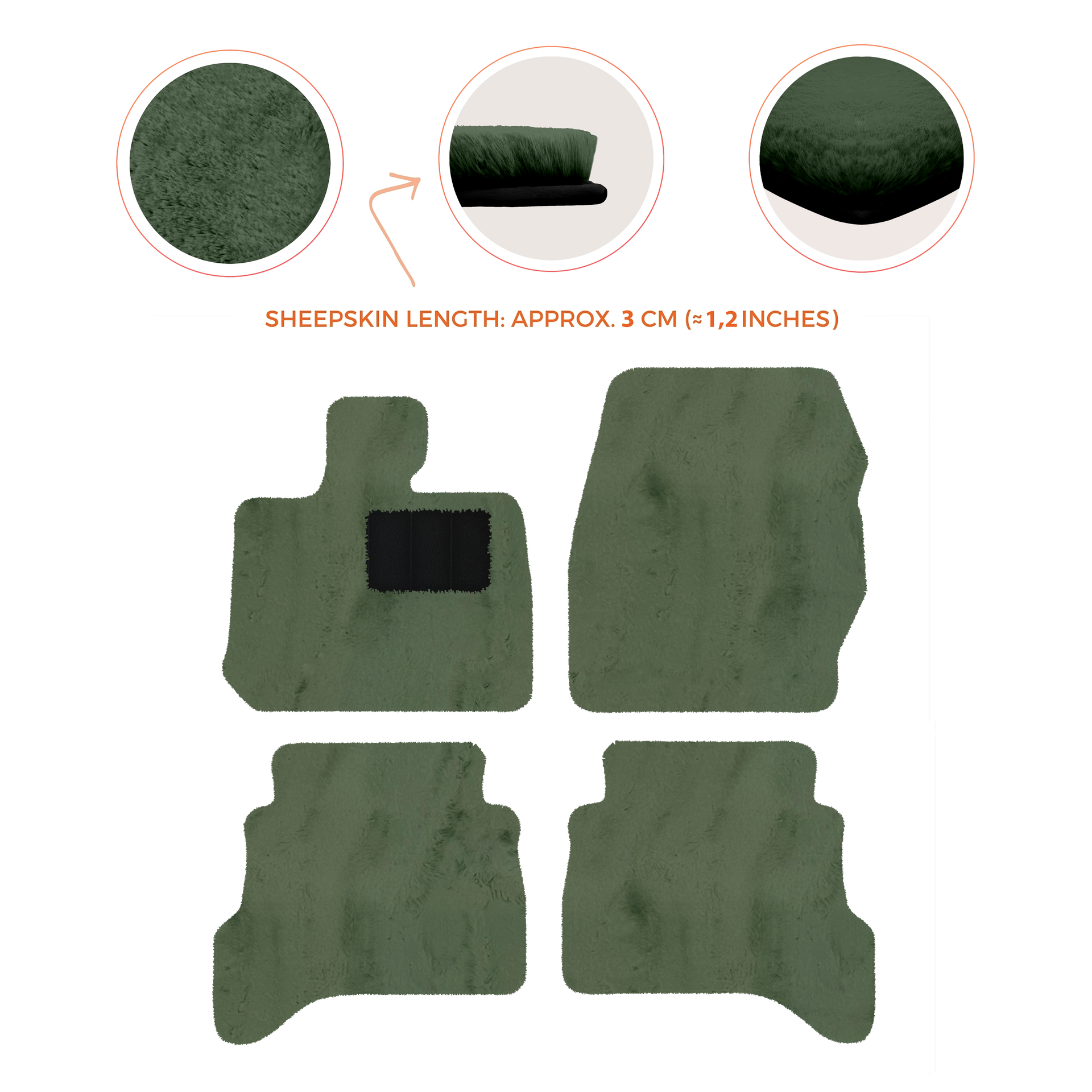Premium Sheepskin Floor Mats for Land Rover Defender 90 (2007-2020)