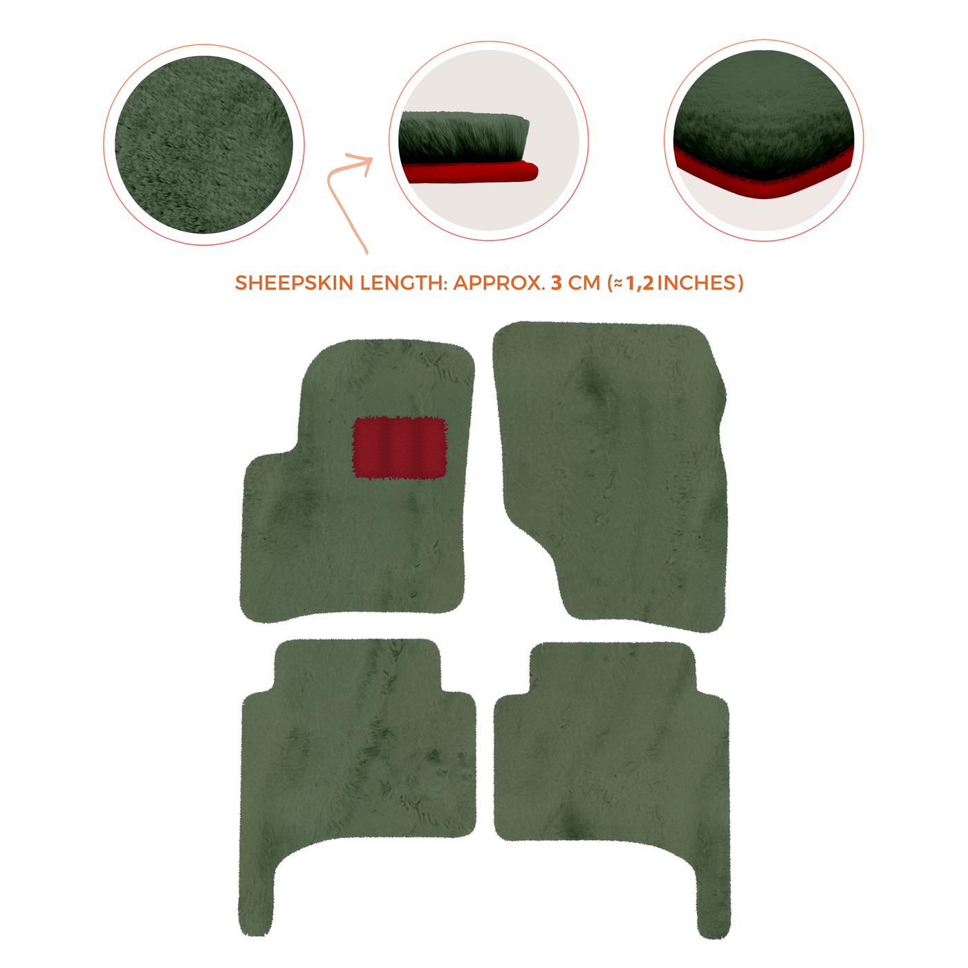 Premium Quality Sheepskin Floor Mats for Porsche 550 (1953-1956)
