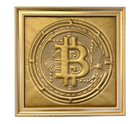 Gold Leather Bitcoin Inspired Wall Art: Embroidered Black Stitch Luxury Decor