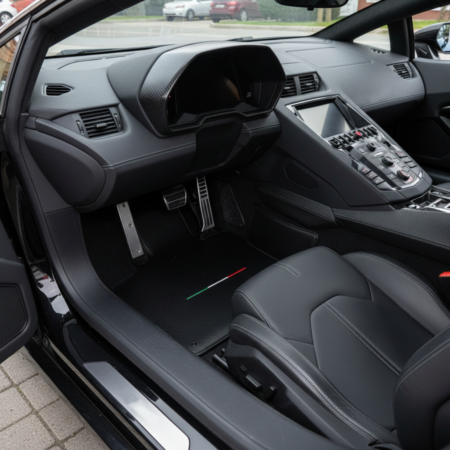 Customizable Floor Mats for Lamborghini Aventador Carbon Fiber Leather Limited Edition