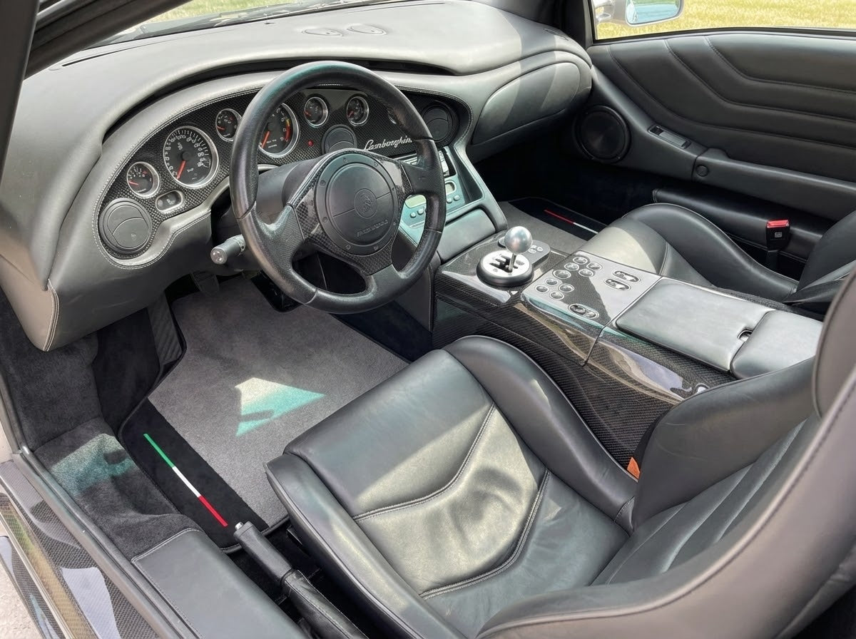 Customizable Gray Floor Mats Lamborghini Diablo 1990-2001 Alcantara Leather