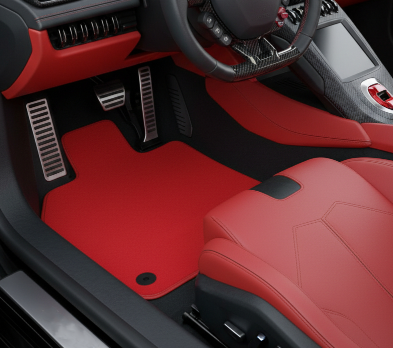 Maßgefertigte rote Fußmatten für Lamborghini Huracan EVO (2019-2024)