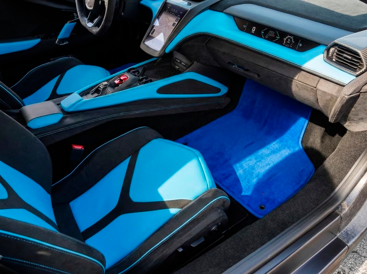 Customizable Floor Mats for Lamborghini Aventador Blue Color Carpet