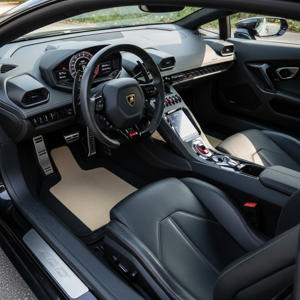 Customizable Leather Floor Mats with Viper Hex Pattern for Lamborghini Huracan STO (2021-2024) - AutoWin