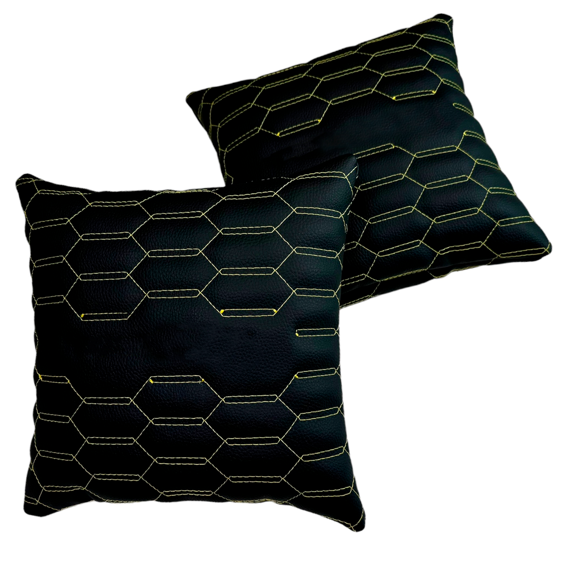 Customizable Black Leather Pillows Set of 2 | Yellow Sewing