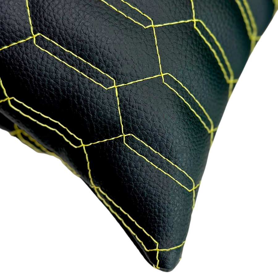 Customizable Black Leather Pillows Set of 2 | Yellow Sewing