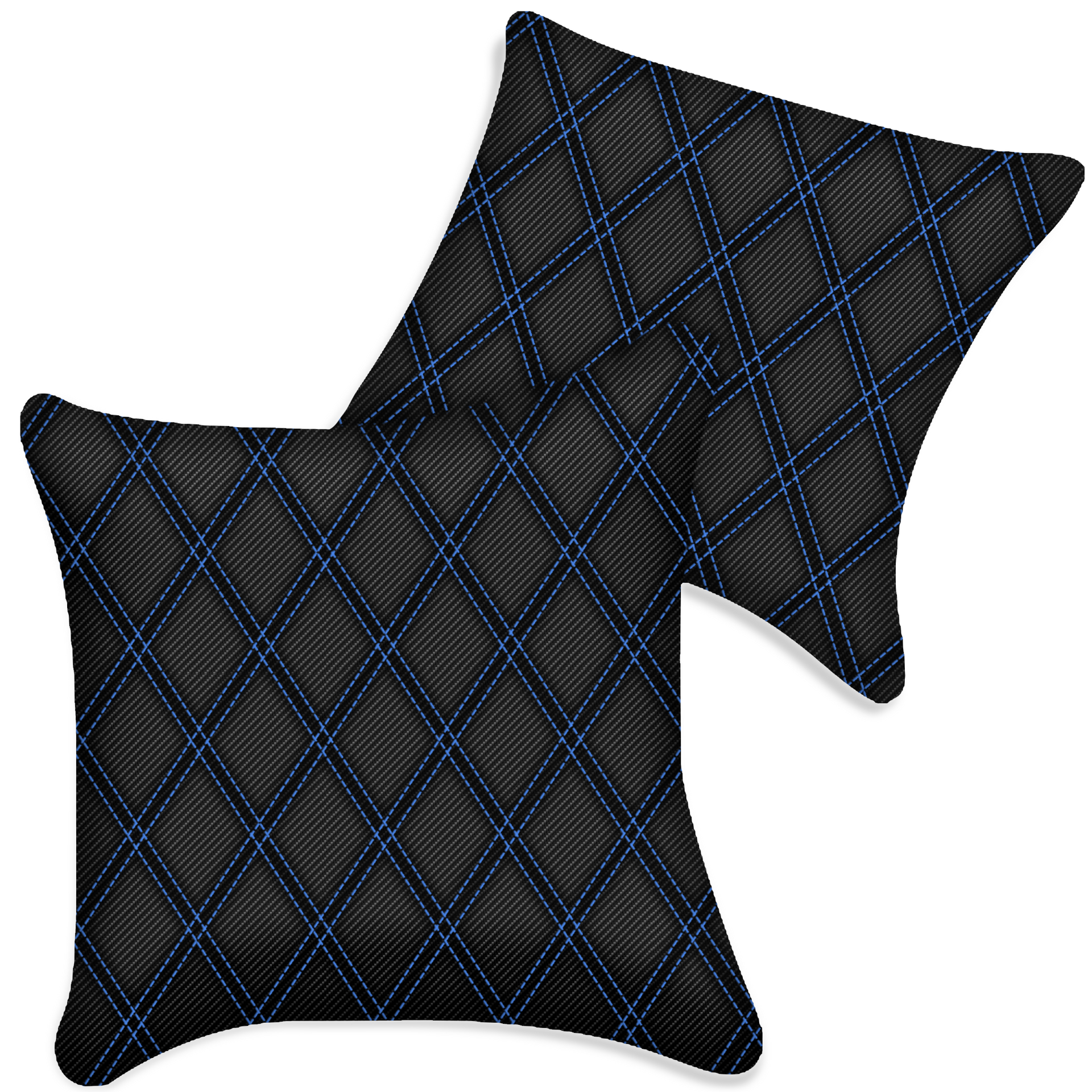 Customizable Black Carbon Fiber Pillows Set of 2 for All Vehicles | Double Diamond Pattern