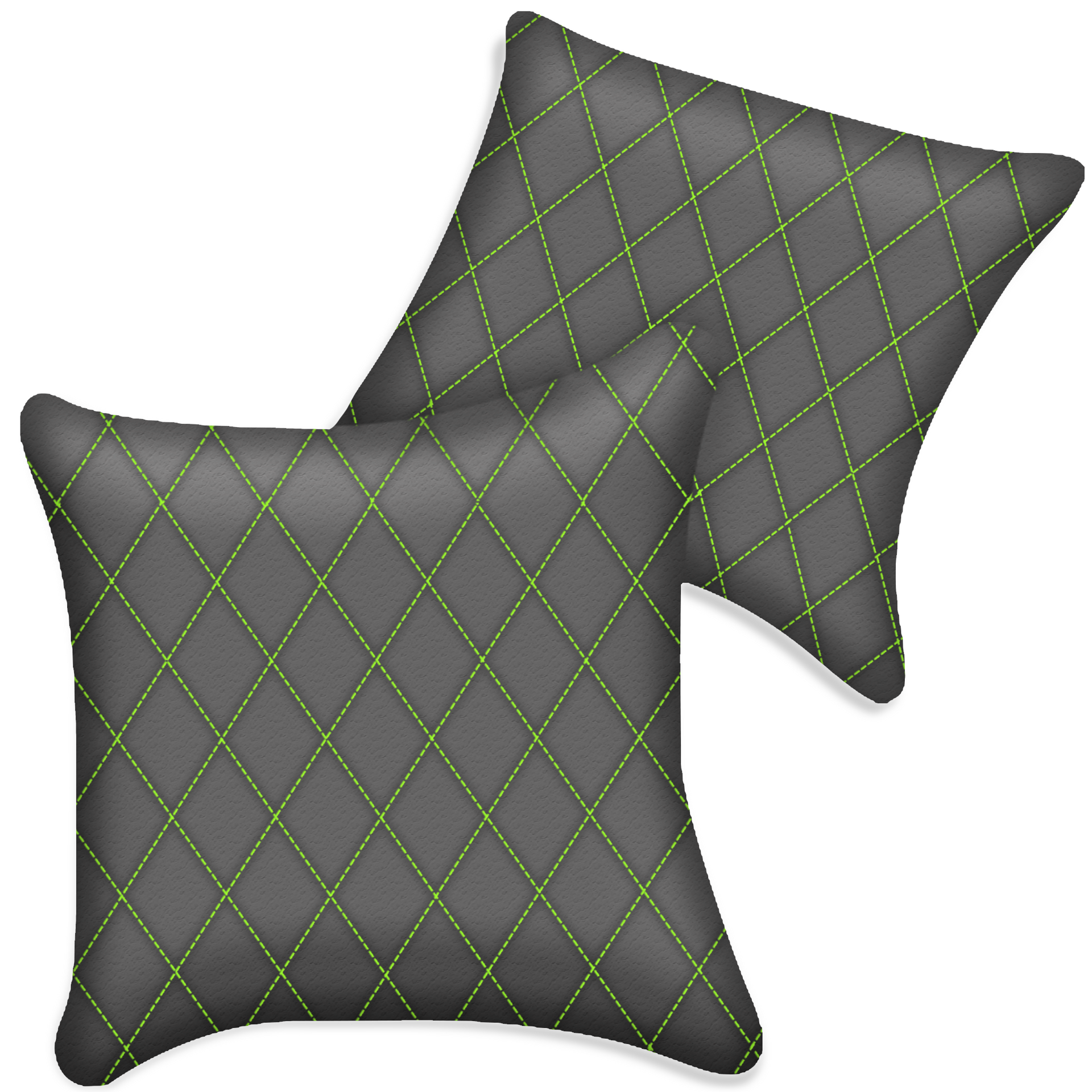 Customizable Gray Leather Pillows Set of 2 for All Vehicles | Single Diamond Pattern