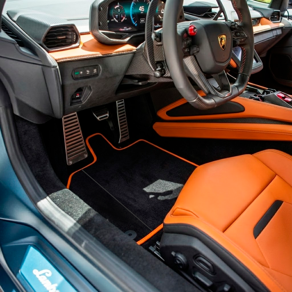 Orange Leather Floor Mats for Lamborghini Temerario (2025-2026) - AutoWin