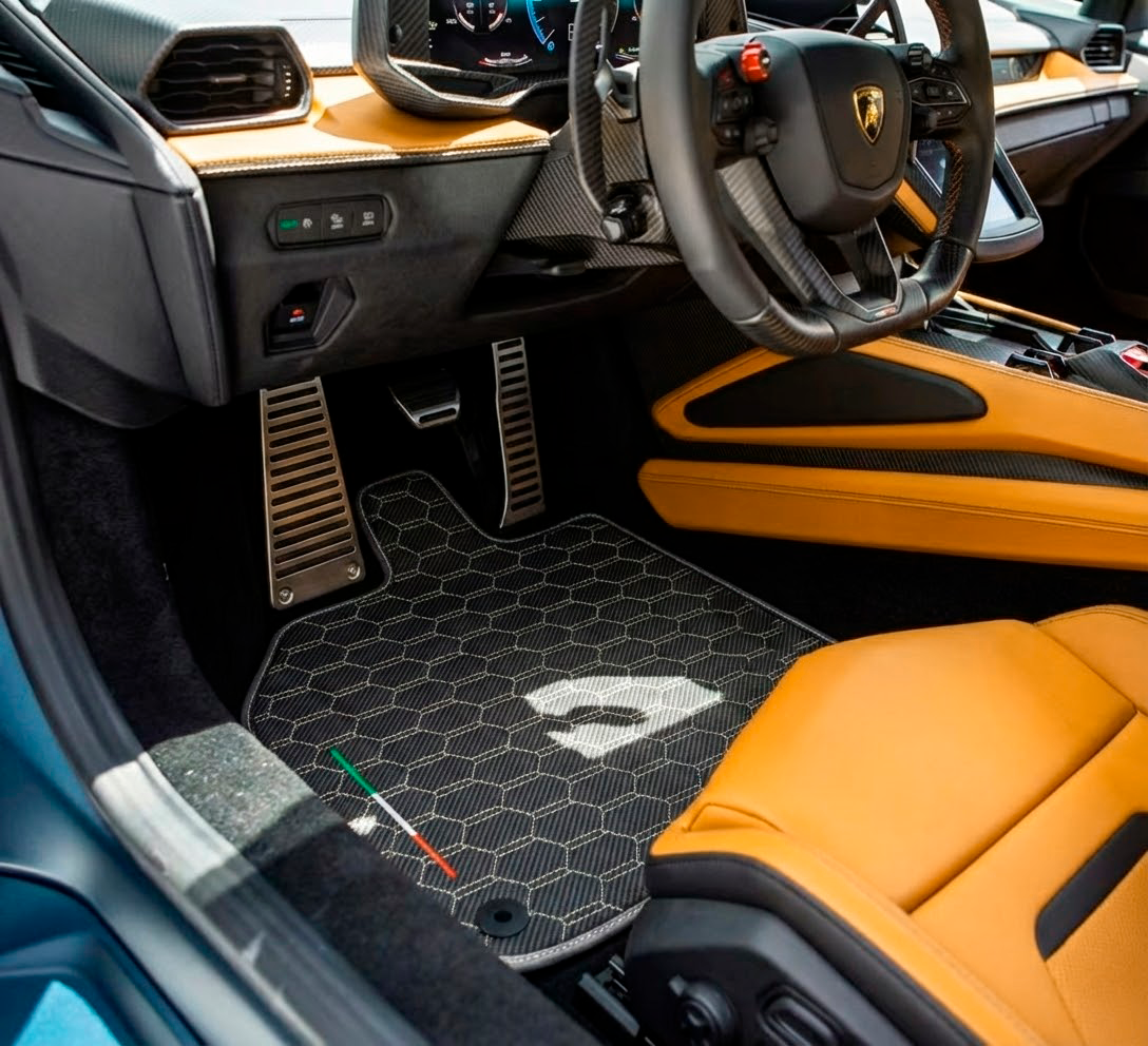 Orange Leather Floor Mats for Lamborghini Temerario (2025-2026) - AutoWin