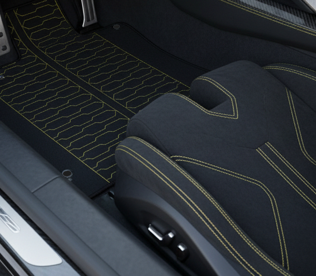 Customizable Black Floor Mats for Lamborghini Centenario (2016-2017) with Carbon Fiber - AutoWin.EU