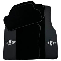 Black Floor Mats for Mini Cooper / One Electric (2020-2023) with Leather - AutoWin