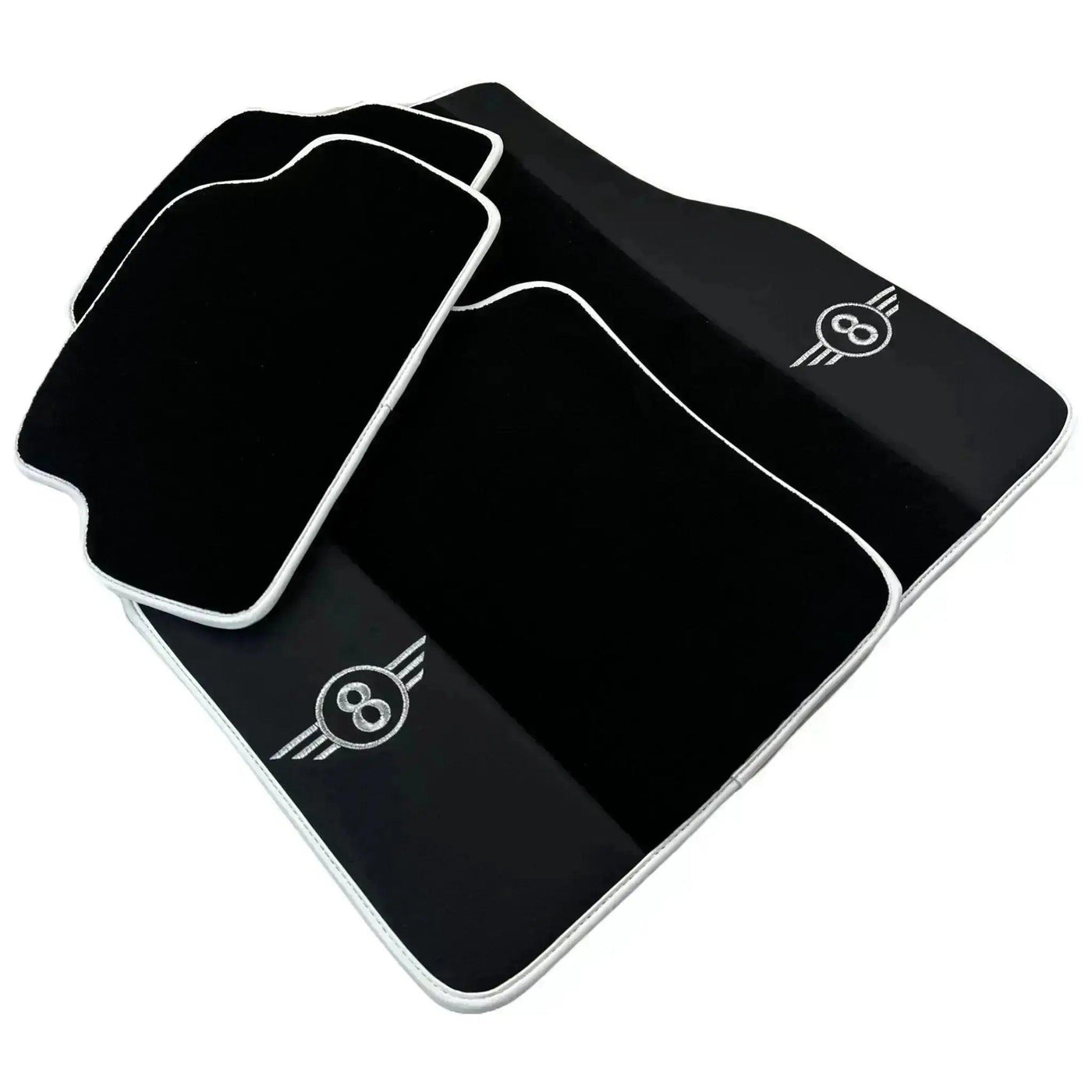 Black Floor Mats for Mini Cooper / One F55 5-Doors (2015-2023) with Leather | White Trim - AutoWin