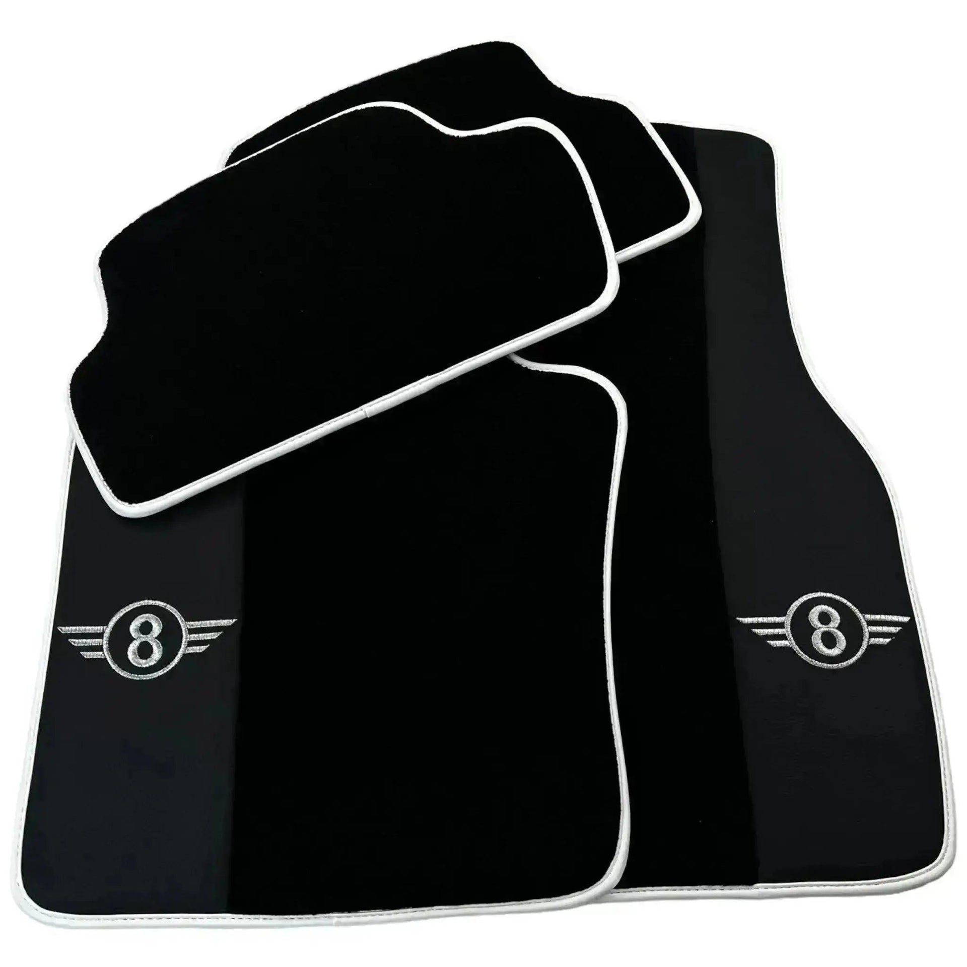 Black Floor Mats for Mini Cooper / One R53 (2001-2007) Cooper S with Leather | White Trim - AutoWin
