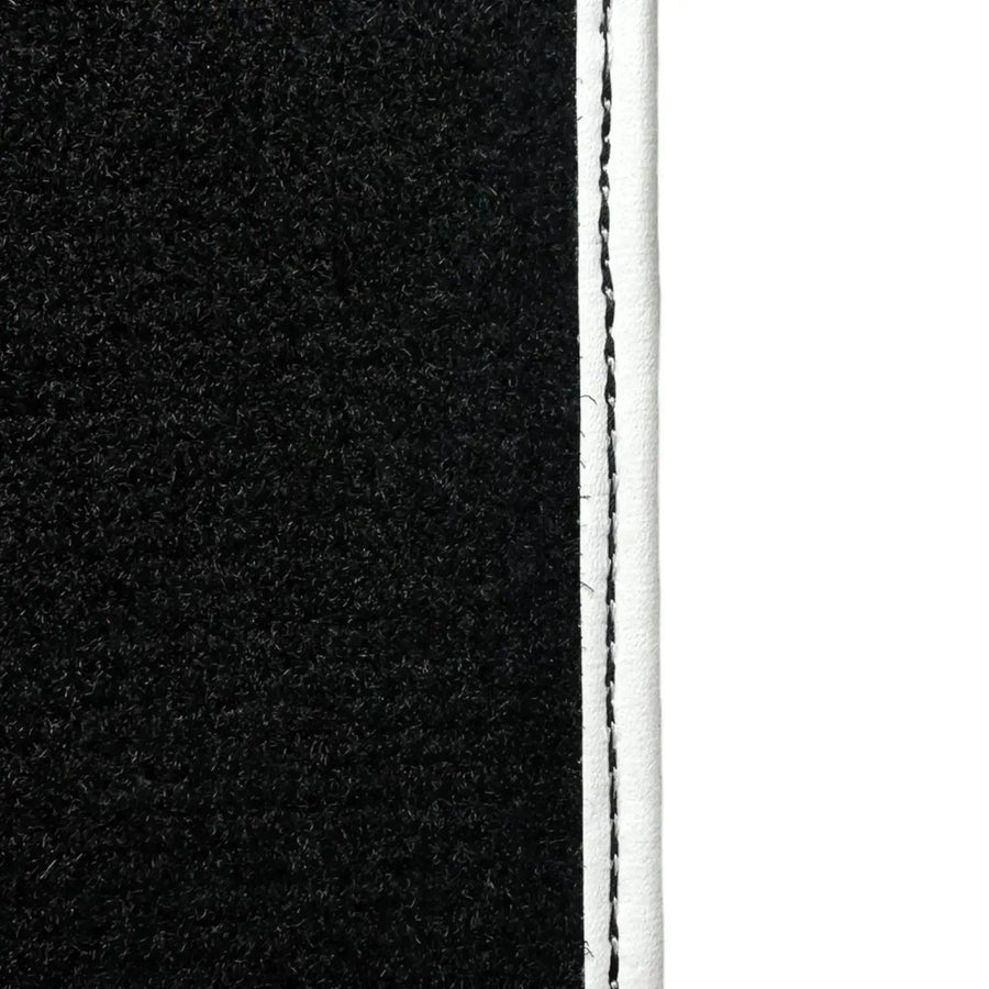 Black Floor Mats for Mini Cooper / One R53 (2001-2007) Cooper S with Leather | White Trim - AutoWin